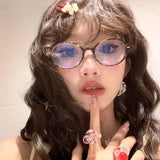 DAIIIBABYYY  -  Y2K Small Oval Frame Glasses Women Retro Eyewear Decorative Plastic Computer Reading Eyeglasses Blue Light Blocking Glasses