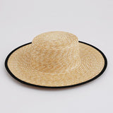 Daiiibabyyy  Flat Top BlacK Cover Straw Hat Wide Brim Fedora Hat Summer Beach Hat for women Men Plain Boater Hat Party Church Derby Cap