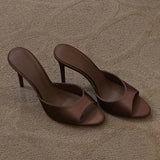 Daiiibabyyy  Sexy Thin High Heel Summer Women Slippers Concise Daily Wear Slip on Shoes Elegant Evening Party Dress Sandalias Mujer