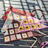 Daiiibabyyy  New Spring Summer Travel Headgear Handmade Knitted Headband Women Japan Korea Sweet Strap Headscarf Photo Triangle Towel