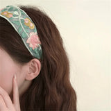 DAIIIBABYYY  -  Elegant Chiffon Embroidery Flower Hairband For Women Sweet Hair Decorate Headband Hair Hoop Band Turban Fashion Hair Accessories