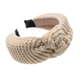 Daiiibabyyy Wide-brimmed Woolen Hair Band Women Retro Maillard Headband Middle Knotted Hoop Fixed Hairband Girls Hair Accessories