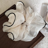 DAIIIBABYYY  -  Spring And Summer New High Grade Floral Ponytail Gauze Headdress For Sweet Girls  Satin Pleated High Stretch Hair Accessories