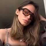 DAIIIBABYYY  -  Leopard Trendy Women Sunglasses Square Chic Decorative Beach Sun Shades for Outdoor Travelling with UV Protection