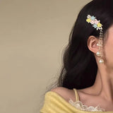 Daiiibabyyy  1PC Spring And Summer Sweet Flower Pearl Tassel Hair Clip Female New Fashion Exquisite Hundred Hundred Hundred Hair Accessories