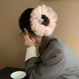 Every day brings warmth every year brings peace Korean style pink multi-layer mesh sweet ballet style fairy like lazy bun head