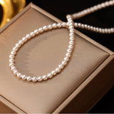 Daiiibabyyy S925 Shell Pearl Choker Women Simple Handmade Strand Bead Necklace 2023 Trendy Jewelry for Women Girls Wedding Necklaces NK165
