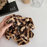 Daiiibabyyy  Women's Hair Tie Fashionable Leopard Print Large Intestine Hair Band Korean Style Scrunchies Versatile Chic Ponytail Hair Tie