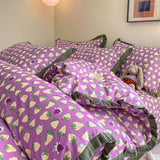 DAIIIBABYYY  -  French style pure cotton bed cover, four piece set on bed, 100 small floral all cotton duvet cover, bed sheet, lace style three