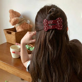 Daiiibabyyy  New Polka Dot Dog Bone Hair Claw Clips Black and White Premium Hair Barrettes Fashion Hair Accessories for Women