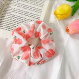 DAIIIBABYYY  -  Summer Chiffon Fruit Scrunchies Colorful Pink Green Large Hair Ties Ropes Sunny Cute Ponytail Holder For Young Girls Headwear