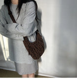 Daiiibabyyy  Streetwear Polka Dot Office Lady Shoulder Bag Women Canvas Drawstring Pleated Hobo Bags Y2k Aesthetic Handbags Crossbody Korean