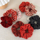 DAIIIBABYYY  -  New Year Red Hair Ropes Ties White Plaid Scrunchies College Girls Christmas Ponytail Holder Hairbands Women Hair Accessories