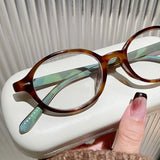DAIIIBABYYY  -  Y2K Small Oval Frame Glasses Women Retro Eyewear Decorative Plastic Computer Reading Eyeglasses Blue Light Blocking Glasses
