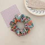 DAIIIBABYYY  -  2024 Girls Floral New Double Strand High Elastic Hair Bands Korean Purple Plaid Scrunchies Hair Ropes Flower Ponytail Holder