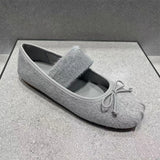 Daiiibabyyy  New Flats Women Ballet Dance Shoes Suede Bow Shallow Loafers Shoes Dress Fashion Autumn Casual Luxury Cozy Zapatos De Mujer
