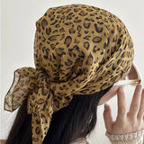 Daiiibabyyy  Leopard Print Headscarf Punk Fashion Square Scarfs Head Band Women Y2K Spicy Girl Neckerchief Versatile Party Hair Accessories