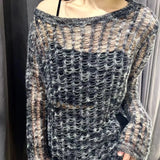 DAIIIBABYYY  -  New Spring Fashion Hollow Out Solid Color Sexy Women Dream Thin Style Loose One Shoulder Long Sleeved Comfortable All-match Tops