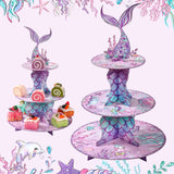 Daiiibabyyy Mermaid Tail Tableware Cake stand Little Mermaid Birthday Party Decoration Kids Girl Under the Sea Party Supplies Baby Shower