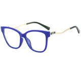 DAIIIBABYYY  -  Blue Light Blocking Glasses TR90 Cat Eye Color Block Metal Frame Clear Lens Computer Glasses Spectacles for Women Oculos