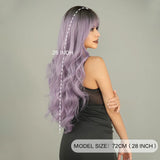 Daiiibabyyy  Fashionable Grey Purple Gradient Dyed Long Curly Synthetic Wig High Quality Ladies Wig