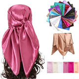 DAIIIBABYYY  -  Imitation Silk Scarf Pure color Women Satin Square Hijab Scarfs For Ladies Luxury Shawl 90*90 Bandana Large Hair Head Scarf