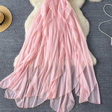 DAIIIBABYYY  -  Retro Ruffle chiffon halter off shoulder backless Dress asymmetrical Casual sweet High Waist evening Women Summer dresses