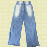 Daiiibabyyy  Fashion - Forward Light Blue Drawstring Wide - Leg Jeans: Attention - Grabbing, Perfect for Casual & Trendy Looks