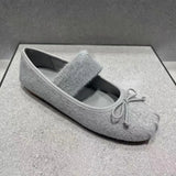 Daiiibabyyy  New Flats Women Ballet Dance Shoes Suede Bow Shallow Loafers Shoes Dress Fashion Autumn Casual Luxury Cozy Zapatos De Mujer