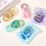 DAIIIBABYYY  -  6pcs Sweet Cute Colorful Spiral Hair Ties Resin Jelly Coil Hair Rings Elastic Women Girls Ponytail Holders Hair Accessories