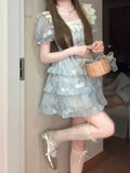 DAIIIBABYYY  -  Japan Princess Dress For Women Sweet Cute Mini Dress Kawaii Slim Puff Sleeve Ball Gown Summer Dress