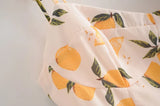Daiiibabyyy  Vintage French Summer Orange Lemon Print Bandage Spaghetti Strap Midi Dress Women Hem Slit Bow Lacing Up Sling Dresses Vestido