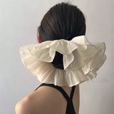 Daiiibabyyy  1pc Extra Large Pleated Double-Layer High-End Scrunchie, Elegant Fashion Hair Tie Suitable For Daily Commute, Casual, Romantic,