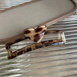 Daiiibabyyy  1PC Women's Leopard Print Hair Clips, Cute Large Heart-Shaped Strong Styling Anti-Slip Hair Accessories, Suitable for Hair Clips
