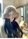 Daiiibabyyy  Winter Oversize Luxury Fluffy Raccoon Fur Bucket Hats for Women Retro Plush Warm Fisherman Hat Wide Brim Thickened Panama Cap