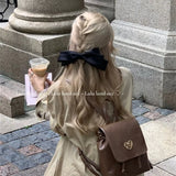 DAIIIBABYYY  -  French Style Black Satin Big Bow Hairpin New Women's Face Small Hair-Top Clip Back Head Hair Clip Headdress New