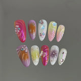 DAIIIBABYYY  -  10pcs Handmade Press on Nails Sweet Cool Aurora Butterfly Star Fake Nail Tips Wearable Summer Spice Girls Almond False Nails