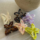 DAIIIBABYYY  -  Romantic Spring Color Acetate Butterfly Grip Temperament and Beautiful Hollow Bow Barrettes Hair Claw Small Headwear Hair Claws