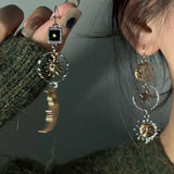 Daiiibabyyy  Vintage Sunflower Dangel Earrings for Women Sun Moon National Style Ethnic Style Pendant Earrings Creative Design Ear Jewelry