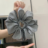 Daiiibabyyy  Elastic Flower Hair Scrunchies Cloth Korean Style Blue Plaid Hair Ring Ponytail Holder Hair Rope Lattice Hair Tie Daily