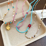 Daiiibabyyy  Crystal Stone Pearl Handmade Beadeds Chain Choker Necklace For Women Luxury Elegant Fashion Charm Aesthetic Jewelry Accessories