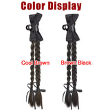 Daiiibabyyy  Synthetic Claw Clip Ponytail Braid With Butterfly Grip 18Inch Brown Black Twisted Braid Ponytail Claw Curly Hair Extension