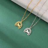 DAIIIBABYYY  -  U-shaped horse animal pendant necklace stainless steel women's horseshoe neck chain animal jewelry Valentine's Day party gift