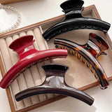Daiiibabyyy  Fashion Acrylic Large Curved Shape Hair Claws for Women 2025 New Red Geometric Big Shark Clamp Clips Headwear Hair Accessories