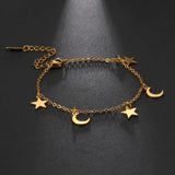DAIIIBABYYY  -  Bohemian Moon Star Charm Bracelets Men Women Girls Stainless Steel Hand Bracelet Fashion Jewelry Gift for Friends Mother