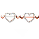 DAIIIBABYYY  -  1 Pair Stainless Steel Love Heart Shape Nipple Piercing Cubic Zirconia Butterfly Crown Barbell Tongue Piercing Body Jewelry