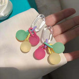 DAIIIBABYYY  -  Korean Cute Candy Color Ball Pendant Earrings For Women Girls Fashion Sweet Contrast Long Tassel Earrings Jewelry Gift 2024