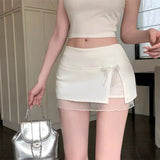 DAIIIBABYYY  -  Female Sweet Lace Patchwork Skirts Summer Women Clothes Fashionable Irregular Bow A-line Skirt Kawaii Solid Color Slim Skirt