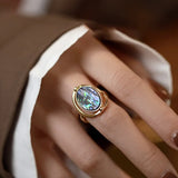 Daiiibabyyy  Oval Shell Open Rings for Women Retro Fashion Exquisite Temperament Index Finger Ring Light Luxury High-end Hand Jewelry Gifts