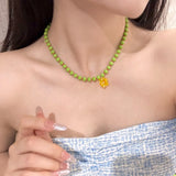 DAIIIBABYYY  -  Docona Bohemian Style Colorful Rice Bead Resin Conch Shell Starfish Necklace for Women Summer Beach Party Gift Ideas
